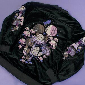 Morningwitch Purple Floral Fungi Forest Velvet jacket Size 2XL